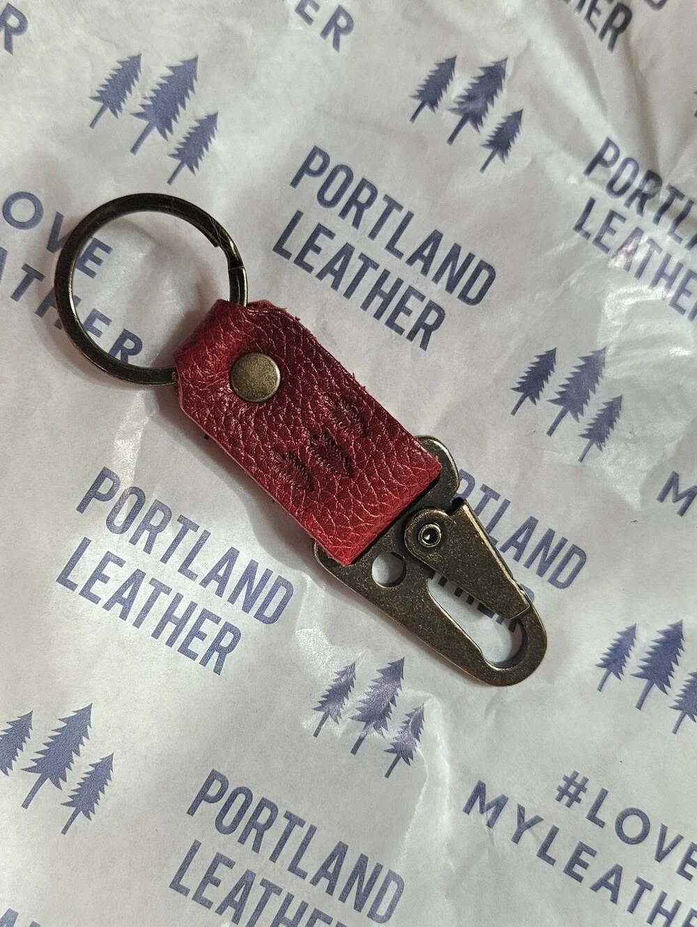 Unicorn Portland Leather Goods Keychain In Chili Red